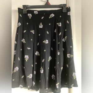 Clio Black A-Line Skirt with Purple Floral Accents